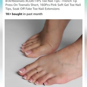 Pink French Tip Press On Toenails 160 Pcs With 16 Diffrent Sizes
